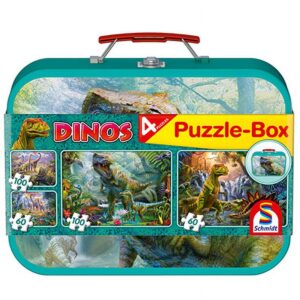 Puzzle 2 X 60, 2 X 100 Piezas Dinosaurios Maleta Metal